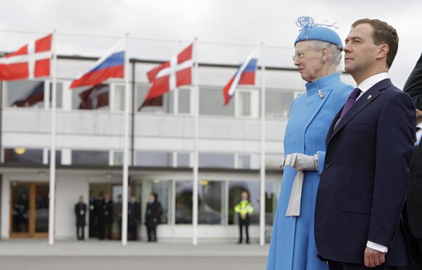 Le président russe Dmitri Medvedev et la reine Margrethe II de Danemark. Archive. - Sputnik Afrique