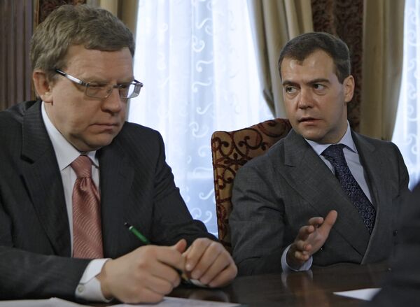 Alexeï Koudrine et Dmitri Medvedev - Sputnik Afrique