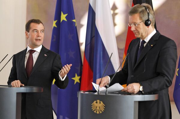 Dmitri Medvedev et Christian Wulff - Sputnik Afrique