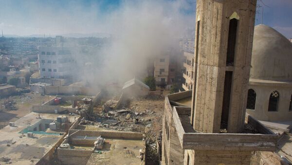 Вид на территорию, занятую боевиками Свободной армии Сирии, в городе Дарайя - Sputnik Afrique