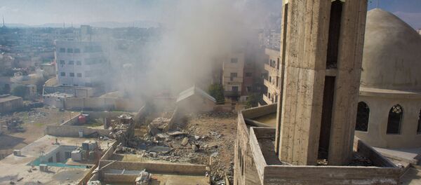 Вид на территорию, занятую боевиками Свободной армии Сирии, в городе Дарайя - Sputnik Afrique