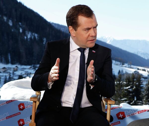 Le premier ministre russe Dmitri Medvedev au Forum économique de Davos - Sputnik Afrique