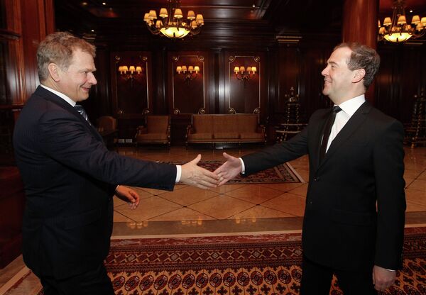 Le premier ministre russe Dmitri Medvedev et le président finlandais Sauli Niinistö - Sputnik Afrique
