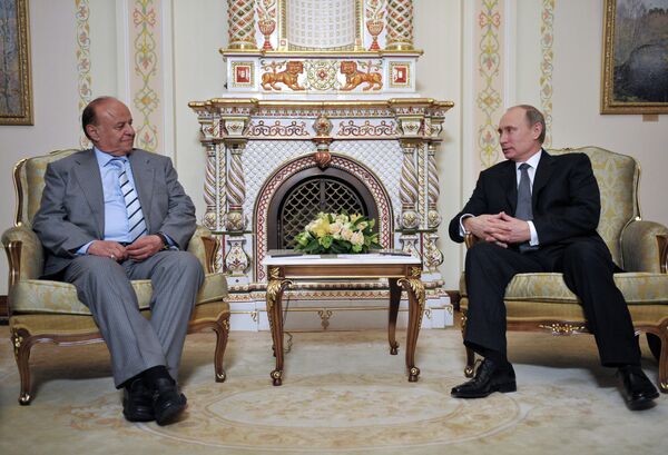 Le président yéménite Abd Rabbo Mansour Hadi et le président russe Vladimir Poutine - Sputnik Afrique
