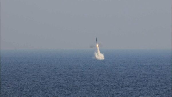 Tir d'un missile depuis un sous-marin en immersion - Sputnik Afrique