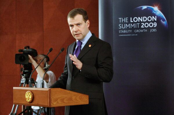 Dmitri Medvedev lors du sommet du G20 à Londres - Sputnik Afrique