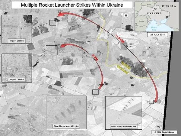 images satellites diffusées par les Etats-Unis qui auraient prouvé des tirs sur le territoire ukrainien depuis la Russie - Sputnik Afrique