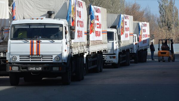 Российская гуманитарная помощь прибыла в Донецк - Sputnik Afrique