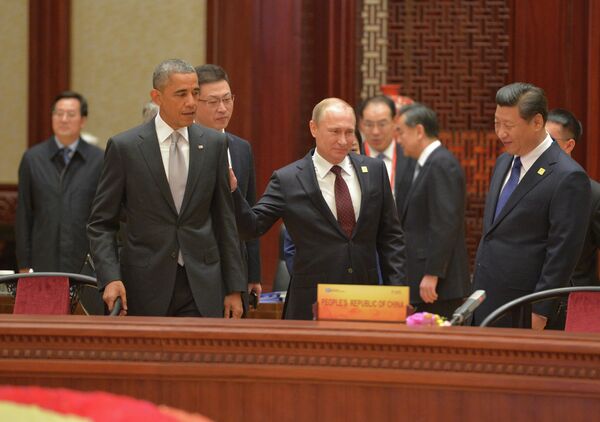 Barack Obama, Vladimir Poutine et Xi Jinping au sommet de l'APEC - Sputnik Afrique