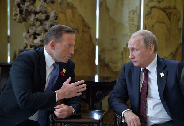 Tony Abbott et Vladimir Poutine - Sputnik Afrique