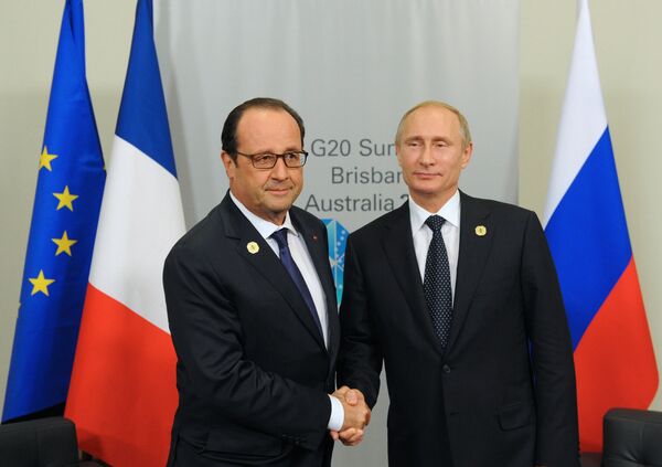Présidents russe et français, Vladimir Poutine et François Hollande - Sputnik Afrique