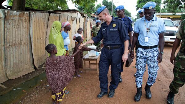 Les casques bleus à Bangui, la capitale de la république centrafricaine - Sputnik Afrique